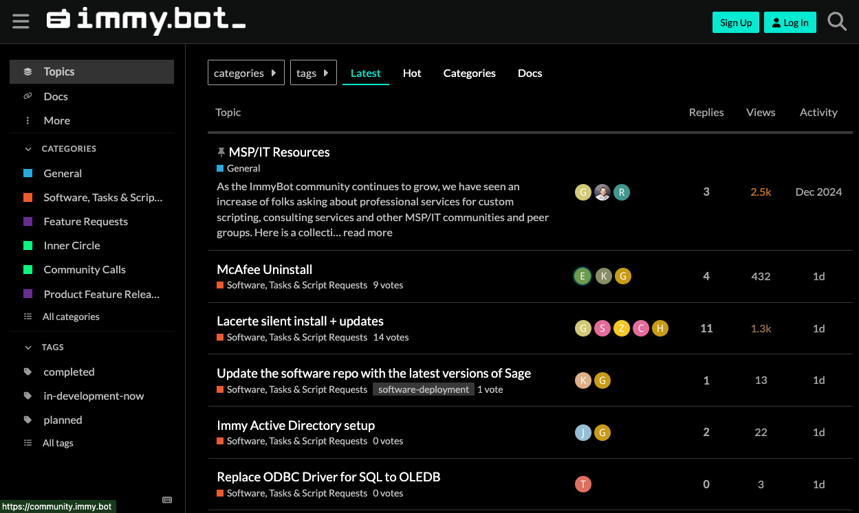 ImmyBot support community screenshot