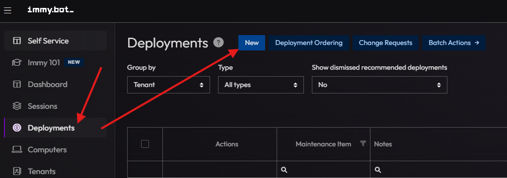 Deployments Page