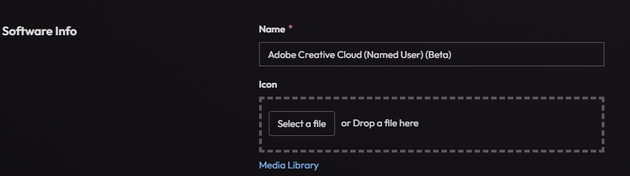 Icon picker showing Media Library selection