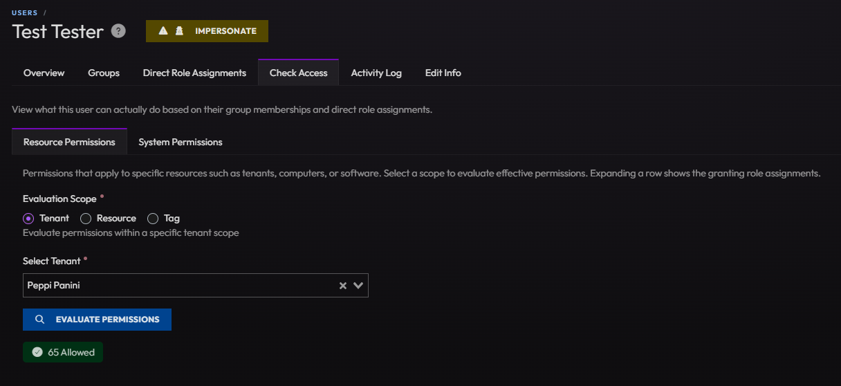 Check Access Tab
